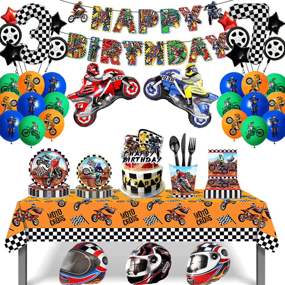 Event Party - Motorthema Happy Birthday Banner Borden Taarttopper