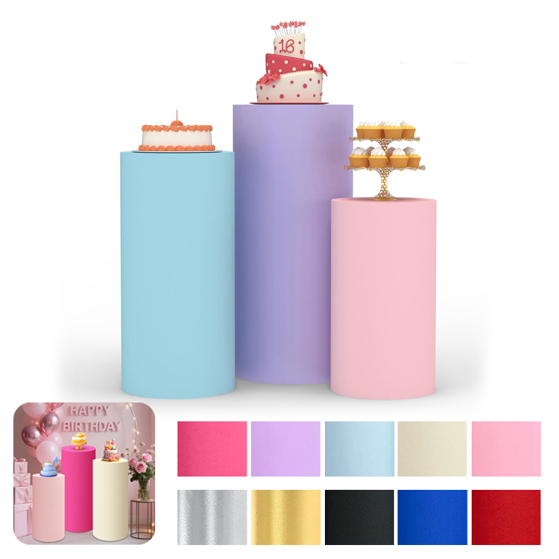Dessert Table Backdrop - Witte bruiloft cilinderstandaard covers spandex voetstuk