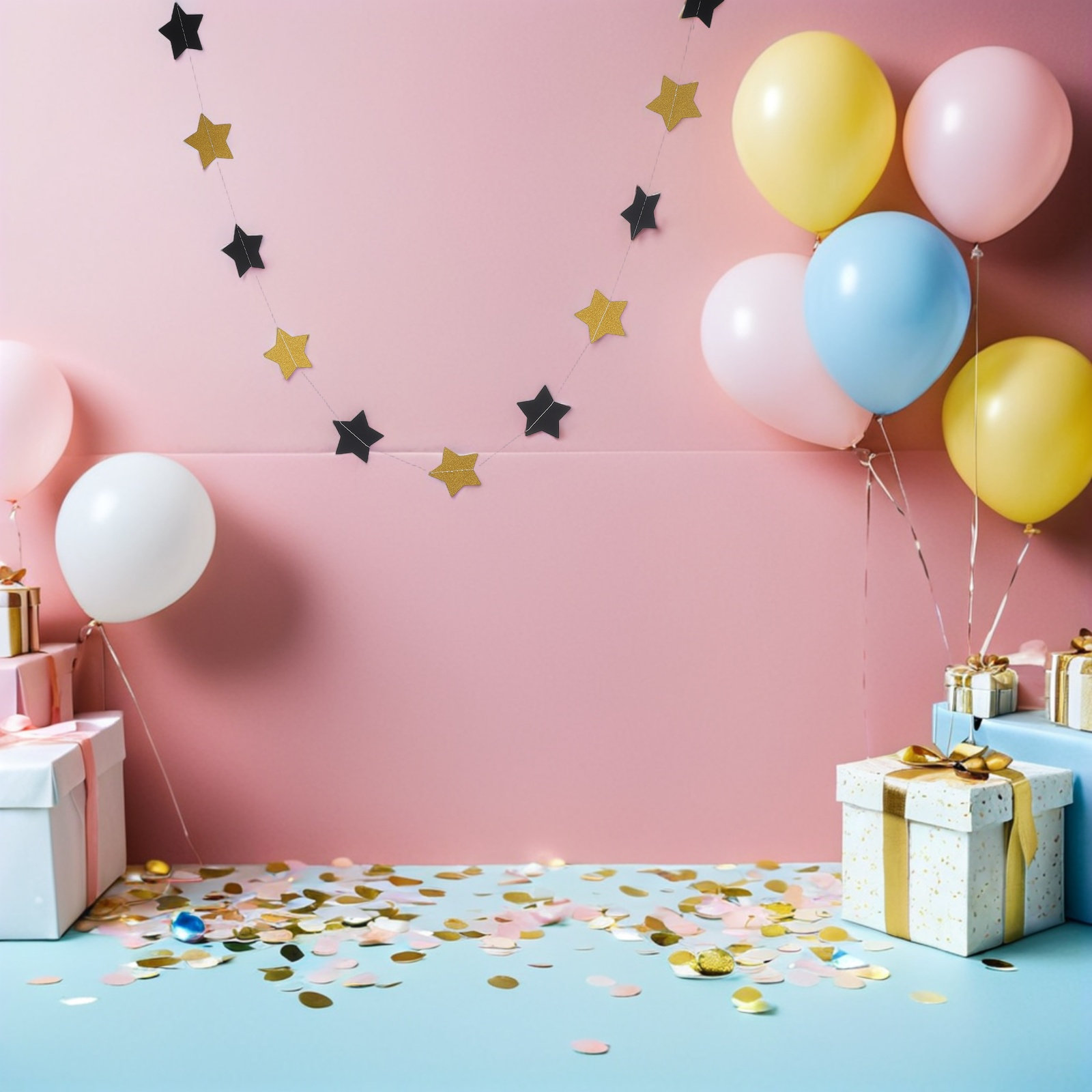 Party Banner Gold - 2 stuks gouden sterrenslingerbanner dubbelzijdig glitter