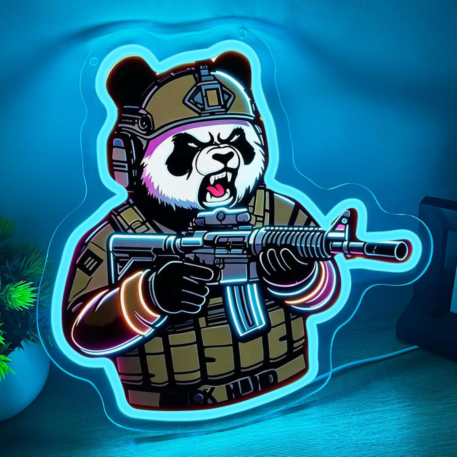 Neon Sign Party - Tactische Panda Neon Sign USB-aangedreven LED-lamp