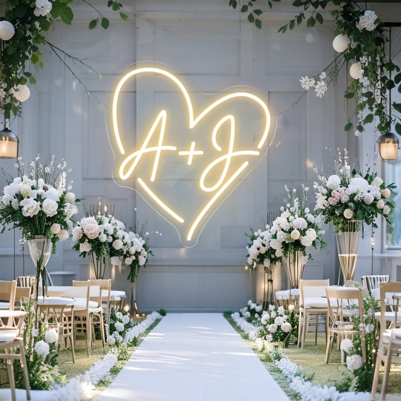 Aangepaste initialen hart LED  - Neon Sign Party recensie en prijs