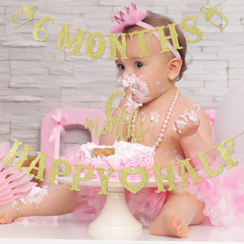 6 maanden banner Happy Half Ba - Party Banner Gold recensie en prijs