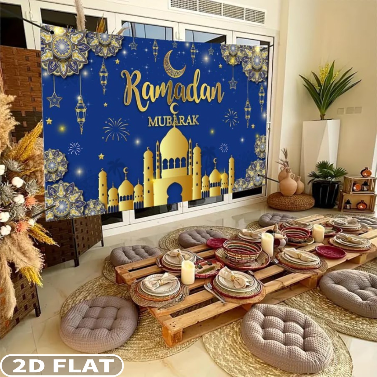 2D PLATTE 1pc Ramadan Mubarak  - Party Banner Gold recensie en prijs